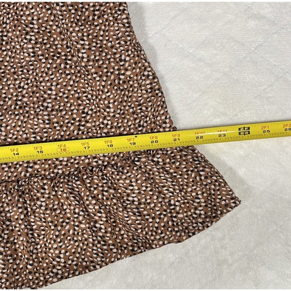 Tahari 100% Linen Flared Mini Skirt Ruffled Hem Stretch Brown Tan Women's Sz M - Picture 5 of 7